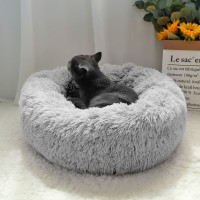 Cama para perro calmante y esponjosa, cama larga de felpa con forma de Donut para mascotas, tumbona ortopédica redonda Hondenmand, saco de dormir, perrera, sofá cama para gato y cachorro