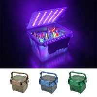 Nueva caja de aparejos de pesca con luz de relleno UV, organizador de almacenamiento para señuelos de calamar, Egi y pulpo, caja forrada, contenedor de cebo duro para pesca marina