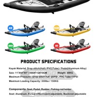 Kayak Geetone OFF-SUP para Pesca con Propulsión a Pedal, Kayaks Inflables con Tecnología Drop Stitch, Tabla de Pesca Portátil